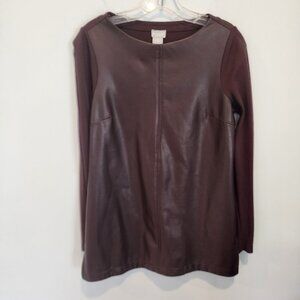 Chico's Faux Leather Front Ponte Tunic, Chico's size 0, Like New